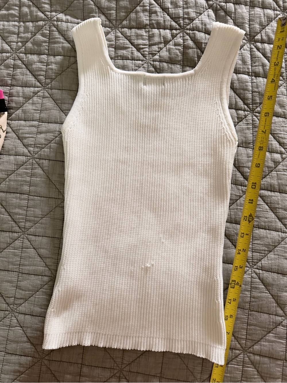Classic White Ribbed Square-Neck Tank Top